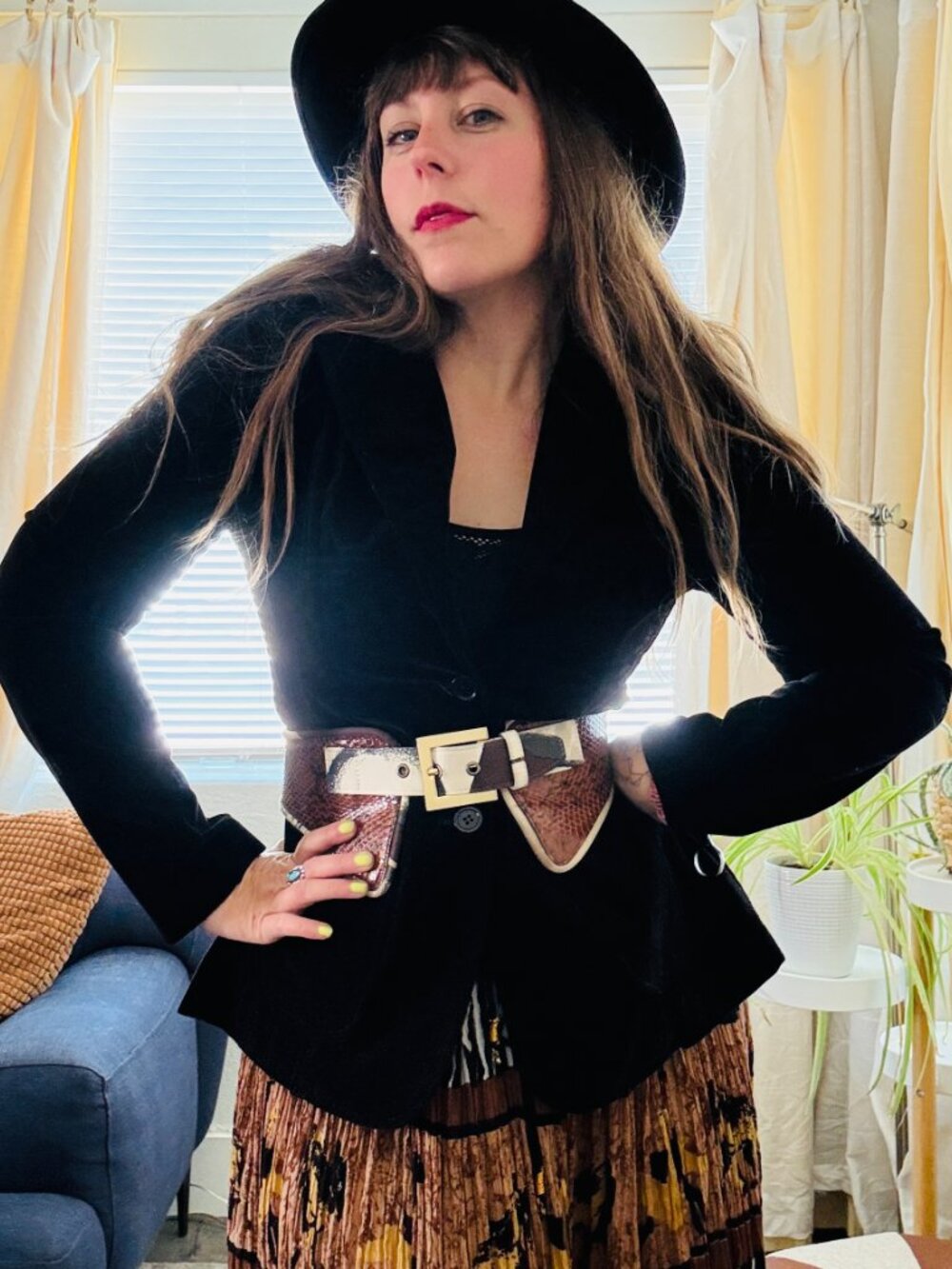 Vintage 70s Black Velveteen Velvet Mod Blazer | Size Small